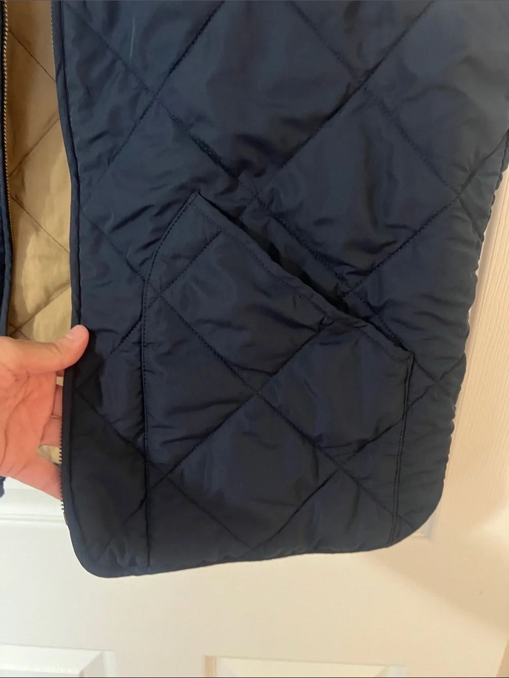 J. Crew Quilted Reversible Navy and Khaki Men's Vest